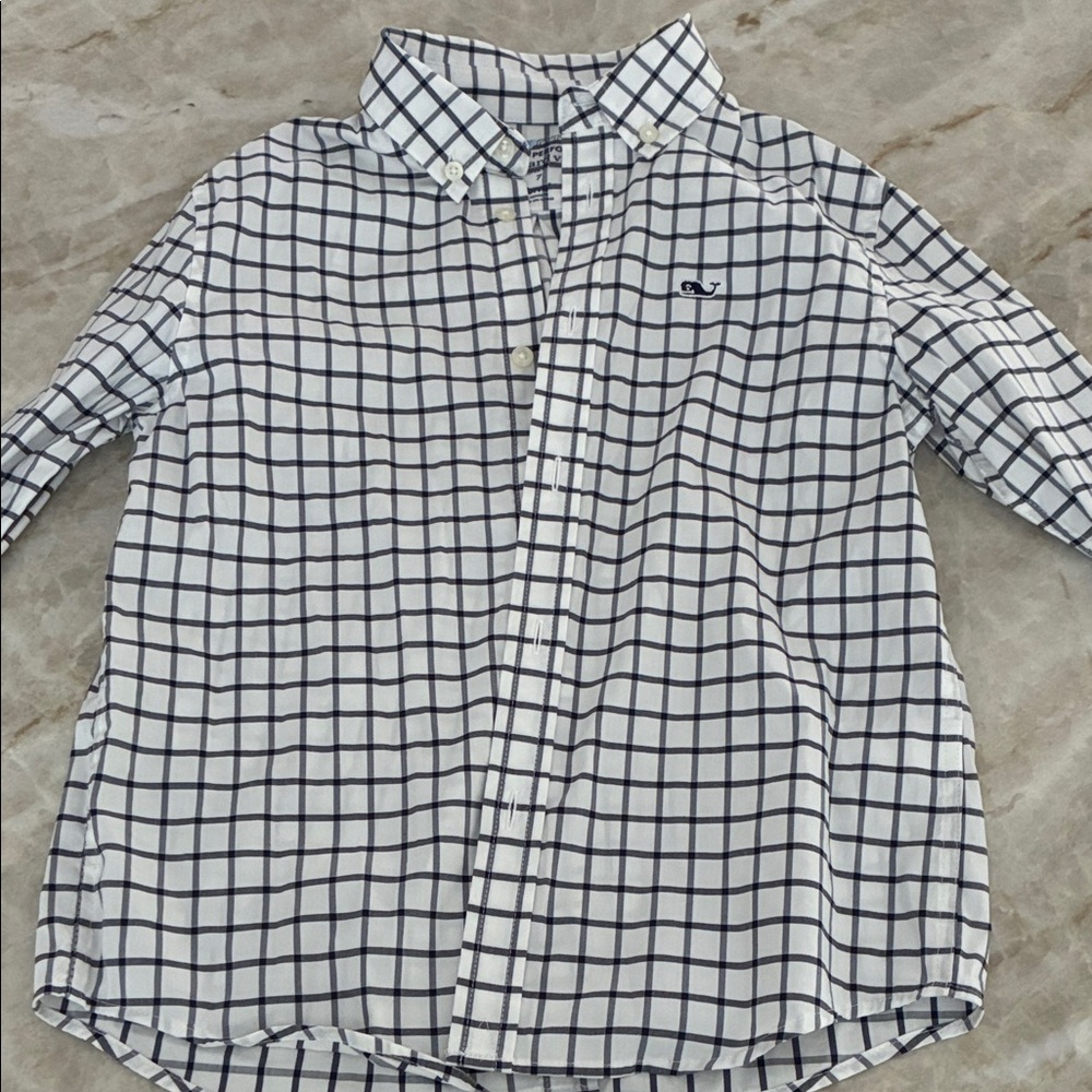 Vineyard Vines Kids Dress Shirt - Navy Blue and White